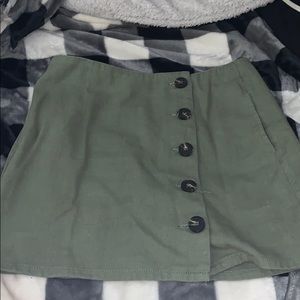 green button up skirt